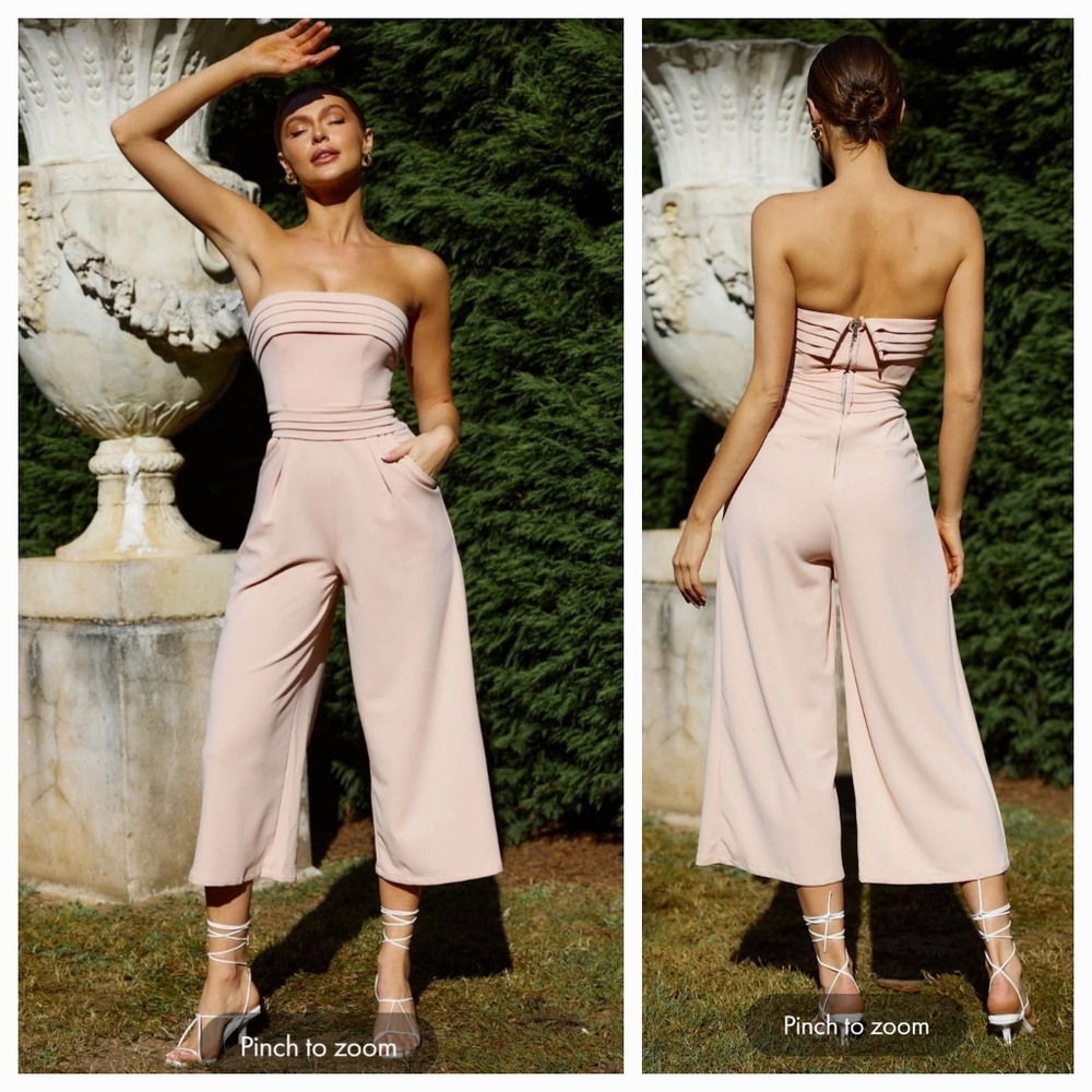 SELFIE LESLIE "Chosen" Strapless Jumpsuit, Size XS, Color: Pale Pink